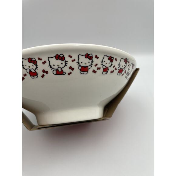 Hello Kitty Sanrio Red Bow Ceramic Bowl With Chopsticks New With Tags - Picture 4 of 9